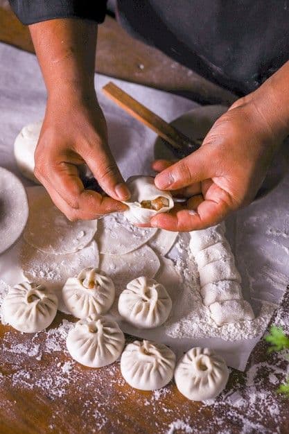 Handmade Preparation - momo and chicken preparation process